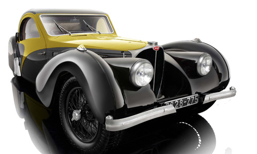 Voitures Civiles-1/12-Bauer-Bugatti type57 SC jaune